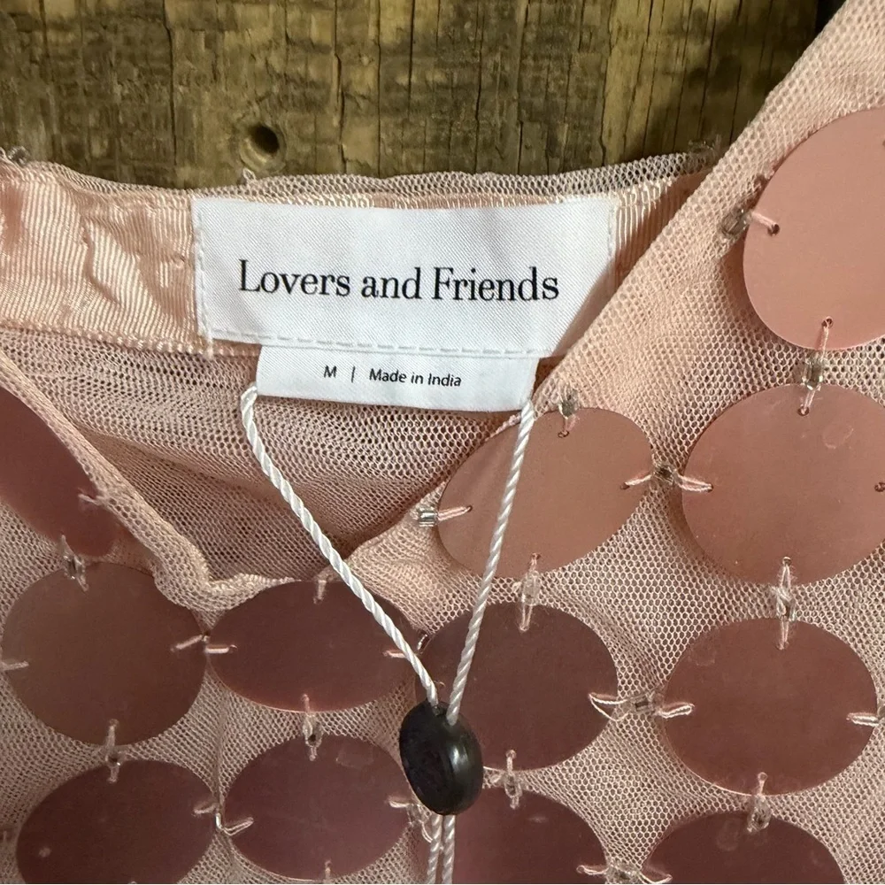 Lovers + Friends Gilles Sequin Mini Dress Light Pink disc metallic Revolve M - Picture 7 of 10